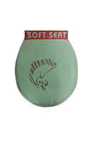 Мягкое сиденье крышка для унитаза Soft Seat Вышивка салатовый 36х40 см