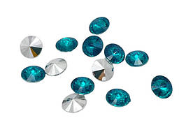 Круглі клейові стрази ріволі декоративні Штучні кристали камені для декору бірюзові 1,4 cm 500 шт/уп