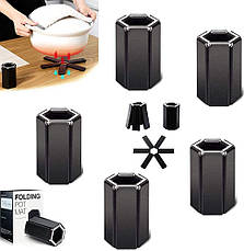 Підставка під гаряче Folding Pot Mat для кухні, термостійка, чорна, фото 3