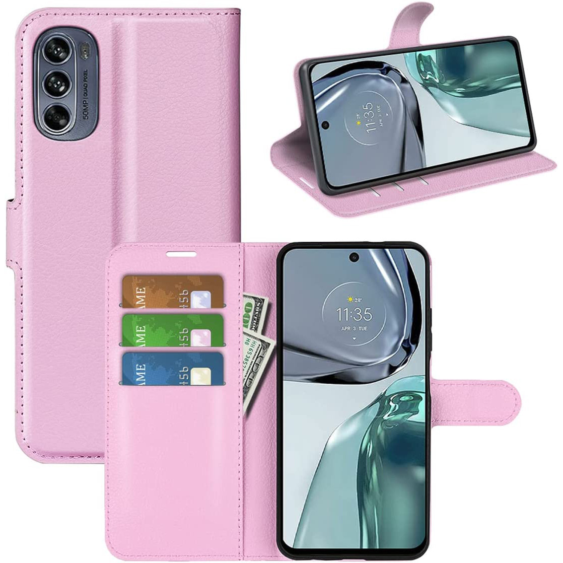 Чохол-книжка Litchie Wallet для Motorola G62 5G Light Pink