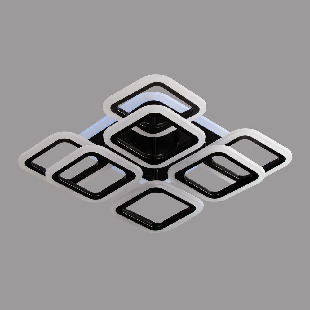 Світлодіодна квадратна люстра з пультом керування чорна 144 W DIMMER 3000-6000 H120*L450*W450