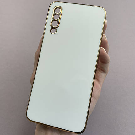 Чохол для Samsung Galaxy A50s глянцевий із золотою окантовкою чохол на телефон самсунг а50с білий h7y, фото 1