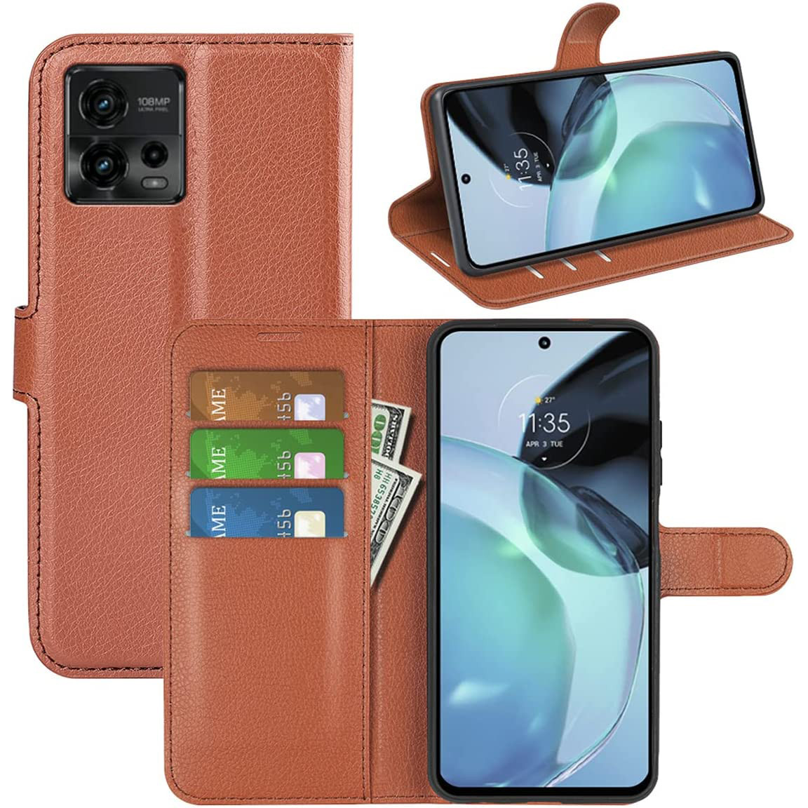 Чохол-книжка Litchie Wallet для Motorola G72 Brown