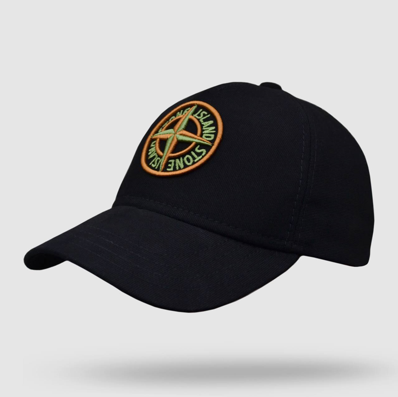 Брендова Кепка Stone Island бейсболка Стон Айленд чорна з патчем Турецький коттон літня чоловіча жіноча модна