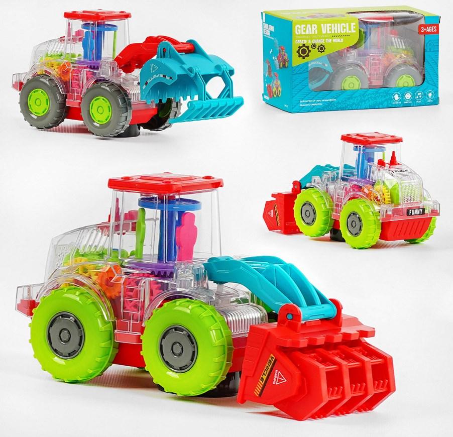 Прозора музична машинка Екскаватор із шестернями