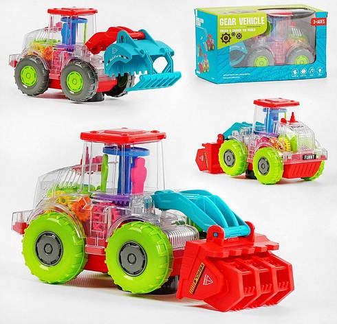 Прозора музична машинка Екскаватор із шестернями, фото 1