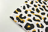 Бязь "Леопард" гірчично-чорного кольору на білому тлі № 3056, фото 7