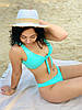 Купальник топ на завязці (знімні чашки) і бразиліана біфлекс Christel 01 тіффані бірюзовий розмір S, фото 2