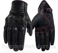 Женские кожаные мото перчатки черные Размер S