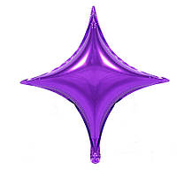Шар фольгированный Звезда 4 луча 10" 25 см Фиолетовый