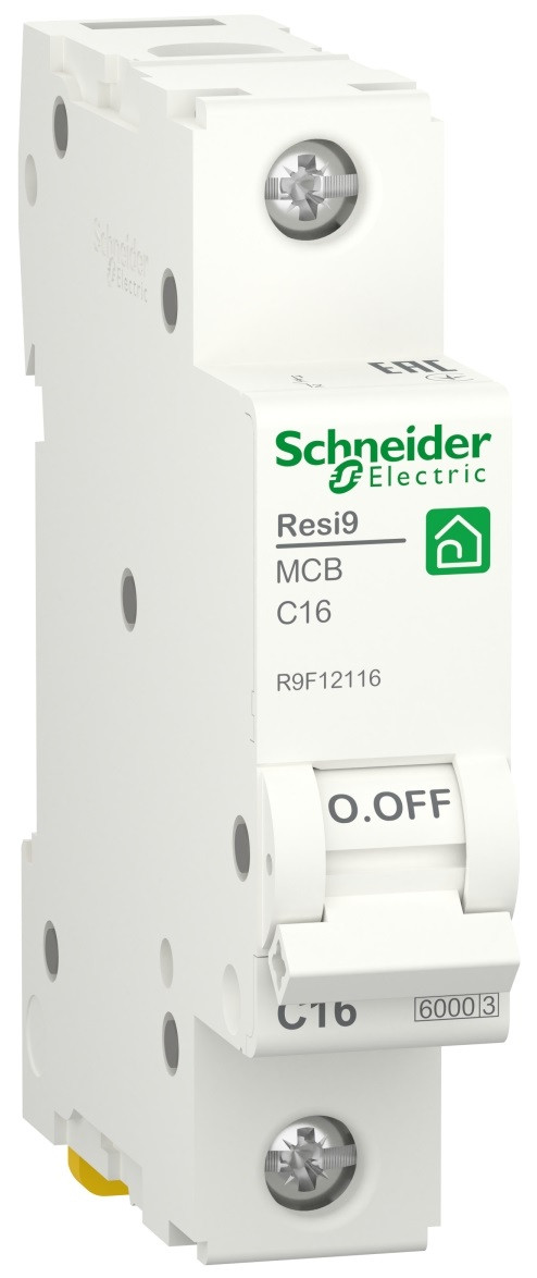 Автоматичний вимикач RESI9 6kA 1P 16A, хар-ка C, Schneider Electric