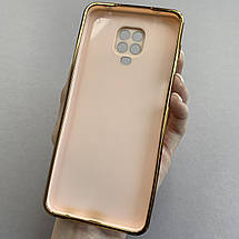 Чохол для Xiaomi Redmi Note 9s глянцевий із золотою окантовкою чохол на телефон сяомі редмі нот 9с пудровий h7y, фото 3