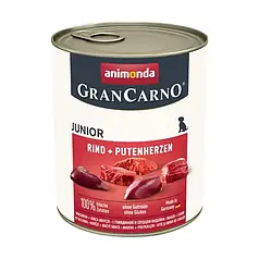 ТЕРМІН 04.2025!!! Вологий корм для цуценят Animonda GranCarno Junior Beef + Turkey hearts 800 г (яловичина й індичка)