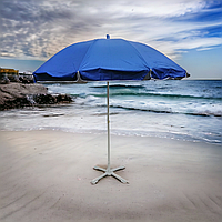Велика синя торгова парасолька 3 м на 10 спиць з вітровим клапаном