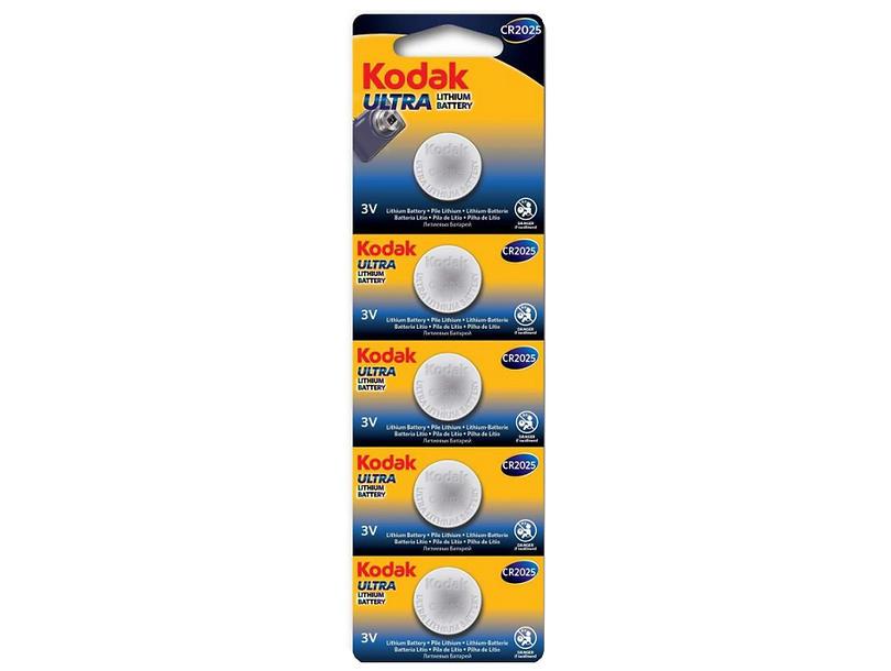 Батарейка дискова KODAK CR2025 Lithium, 3V блістер 5/60/360