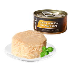 Вологий корм для котів AnimAll  Курка з Крабом 85г