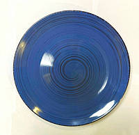 Тарелка круглая фарфоровая мелкая "Глубокий синий" 265мм