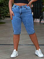 Трендовые джинсовые бриджи женские, ткань "Джинс" 48, 50, 52, 54, 56, 58 размер 48