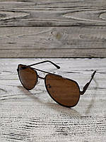Мужские солнцезащитные очки коричневые, авиатор, с поляризацией в металлической оправе