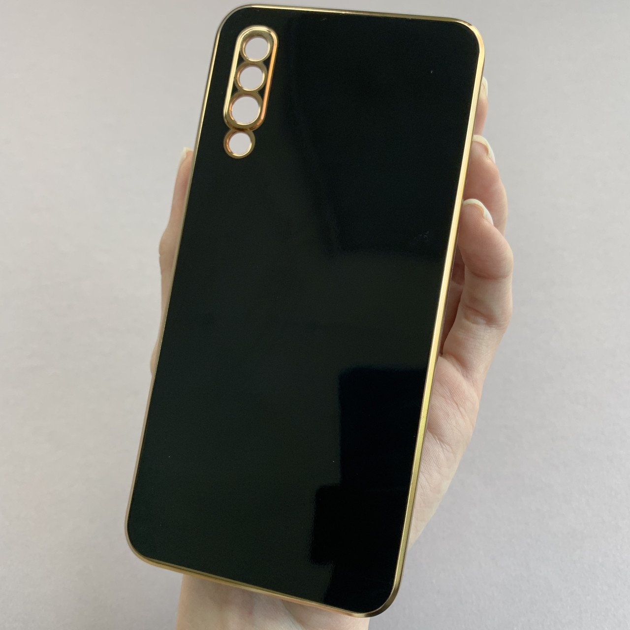 Чохол для Samsung Galaxy A50s глянцевий із золотою окантовкою чохол на телефон самсунг а50с чорний h7y