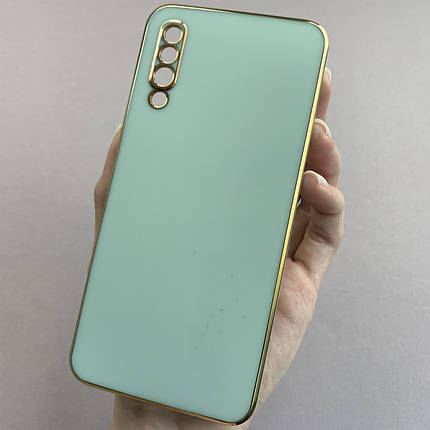 Чохол для Samsung Galaxy A50s глянцевий із золотою окантовкою чохол на телефон самсунг а50с бірюзовий h7y, фото 1