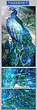 Картина для малювання камінням Diamond painting Алмазна вишивка "Павлін синій", фото 3