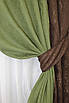 Комбіновані (2шт. 1,2х2,7м.) штори з тканини льон мармур, "Pavliani". Колір коричневий з оливковим. Код 014дк (1175-1173ш) 10-996, фото 3