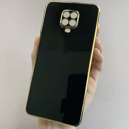 Чохол для Xiaomi Redmi Note 9s глянцевий із золотою окантовкою чохол на телефон сяомі редмі нот 9с чорний h7y, фото 1