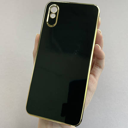 Чохол для Xiaomi Redmi 9A глянцевий із золотою окантовкою чохол на телефон сяомі редмі 9а чорний h7y, фото 1