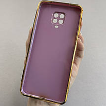 Чохол для Xiaomi Redmi Note 9s глянцевий із золотою окантовкою чохол на сяомі редмі нот 9с чорничний h7y, фото 3