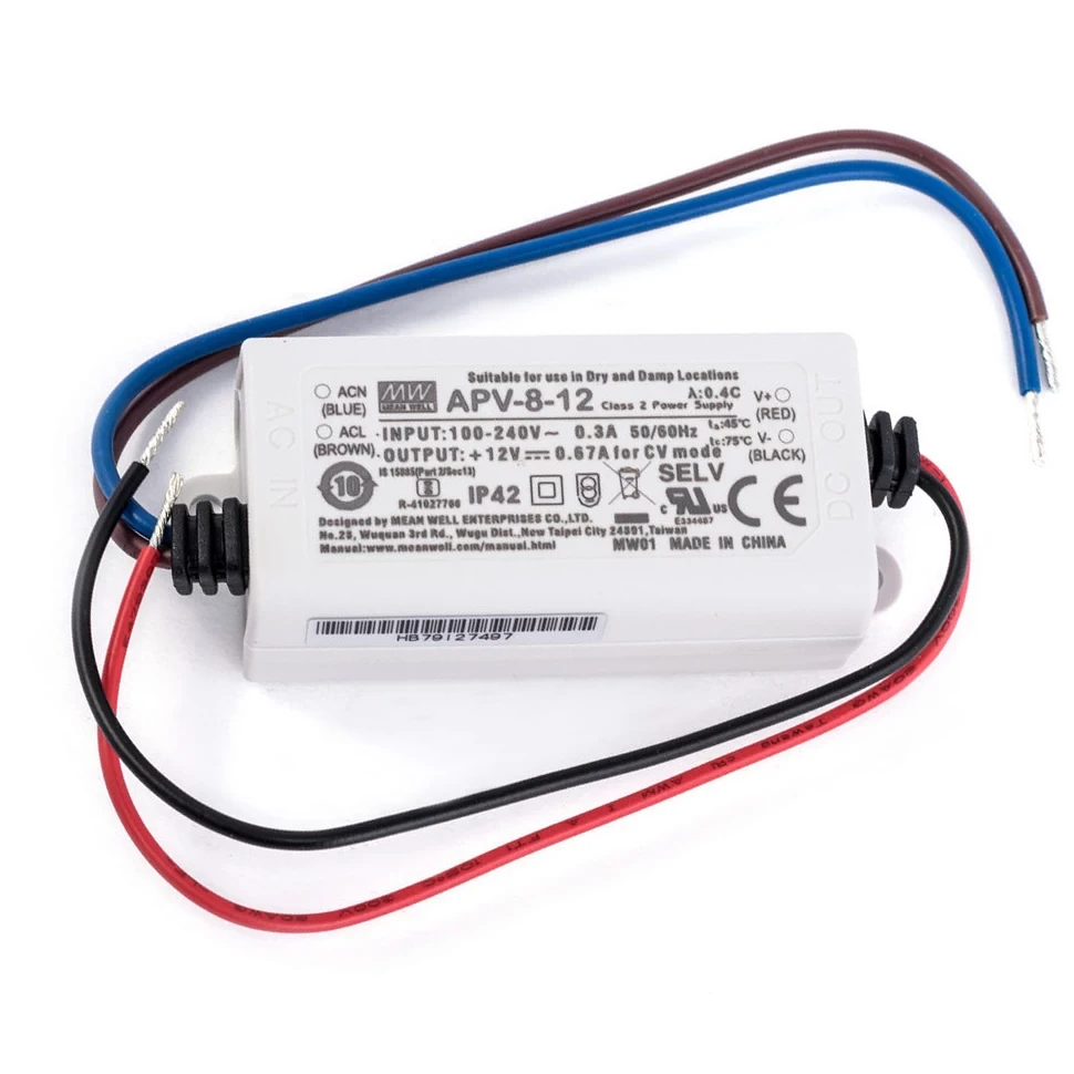 Блок живлення Mean Well APV-8-12, 12V, 8.04W, 0.67А, IP42