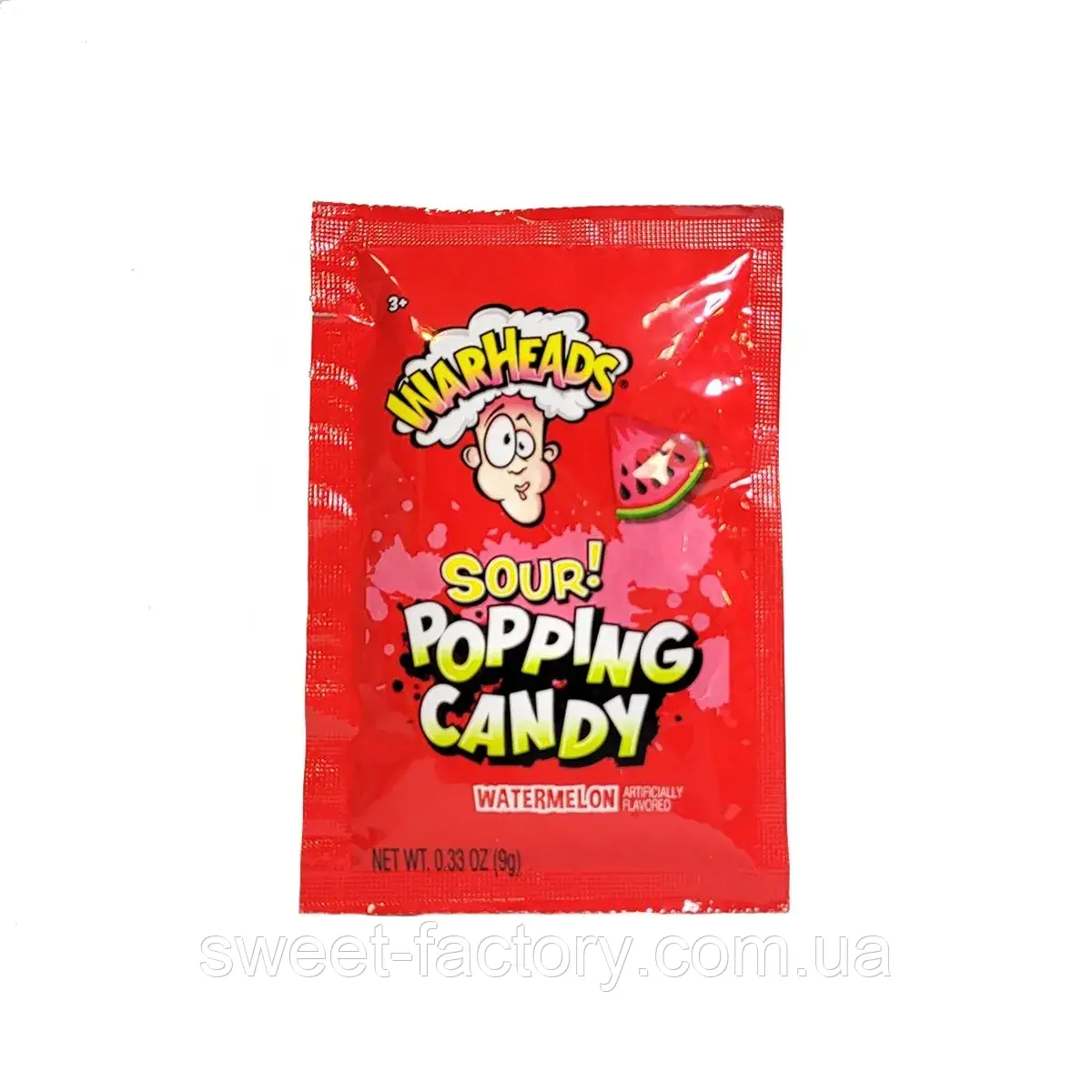 Стригливий цукор Warheads Sour Popping Candy Watermelon 9g, фото 1