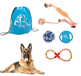 Іграшки для собак у наборі з сумкою New Perfect Power Набір різних іграшок для собак 5 шт у рюкзаку