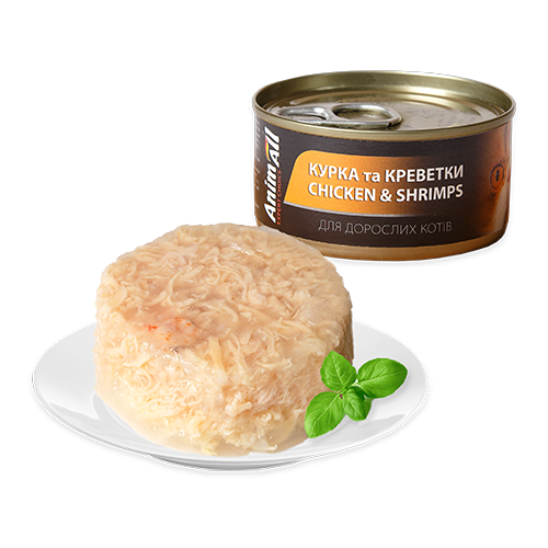 Вологий корм для котів AnimAll   Курка з Креветками 85 г