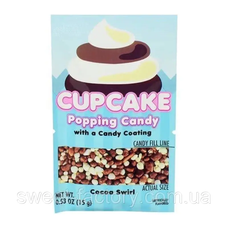 Стріляючий цукор Popping Candy Cupcake Cocoa Swirl 15g, фото 1