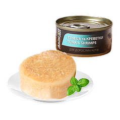 Вологий корм для котів AnimAll Тунець з Креветками 85г