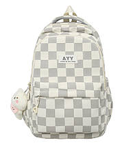 Модний великий тканинний рюкзак в клітинку для старшокласників, фото 5
