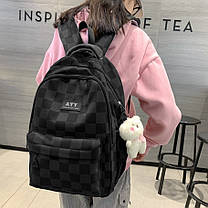 Модний великий тканинний рюкзак в клітинку для старшокласників, фото 2