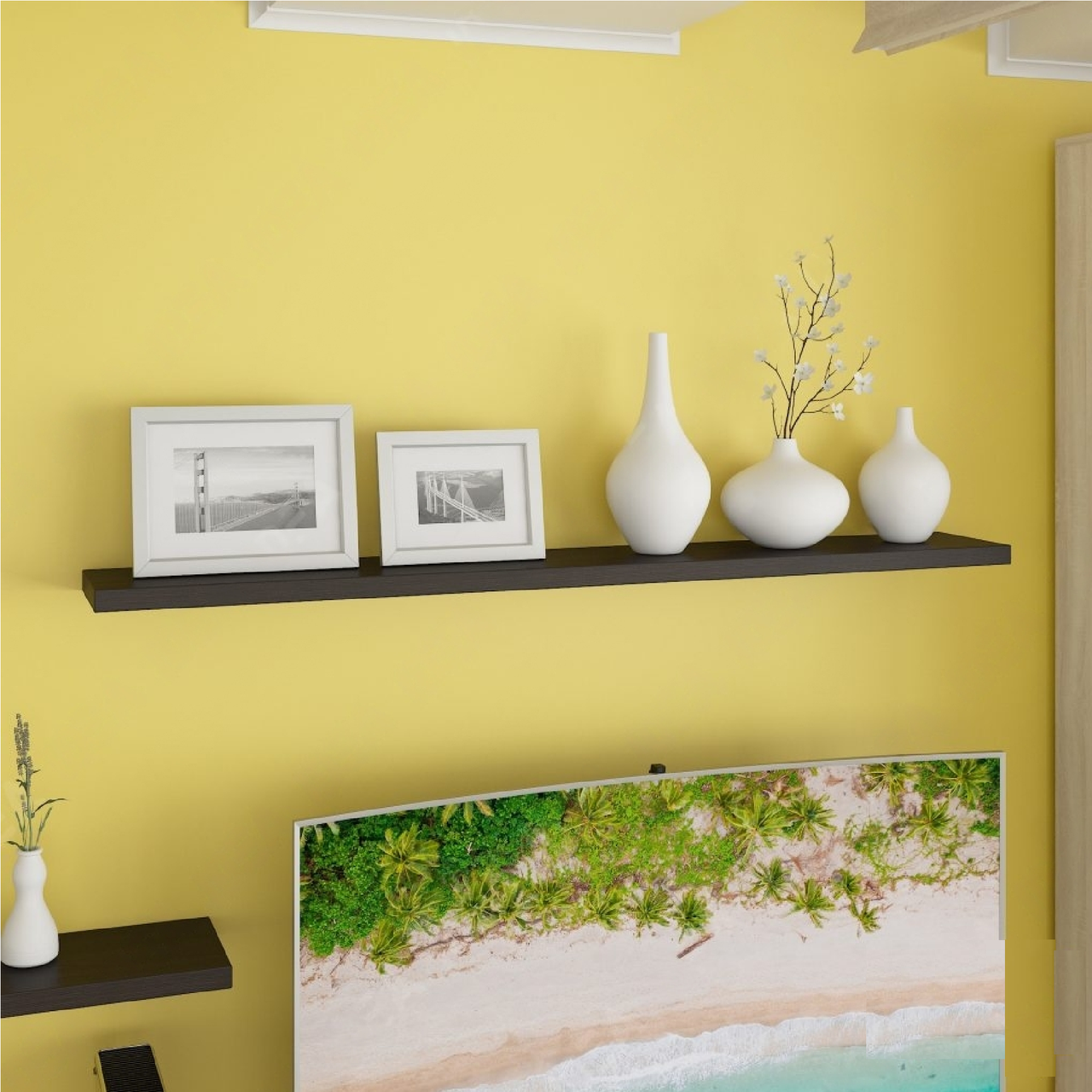 Полиця прихованого монтажу настінна з Ламінованого ДСП 28 мм Приховані навісні полиці в спальню або вітальню кольору Венге, фото 1