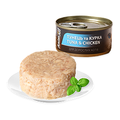 Вологий корм для котів AnimAll  Тунець з Куркою 85г