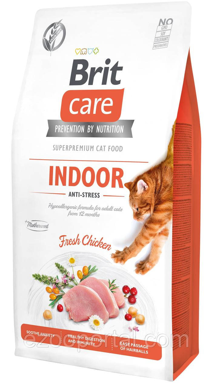 Сухий корм Brit Care для котів, які постійно перебувають у приміщенні Cat GF Indoor Anti-stress 7кг