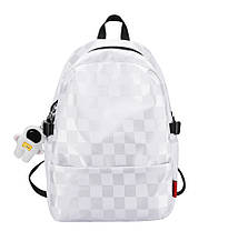 Трендовый великий  рюкзак в клітинку для старшркласників, фото 3