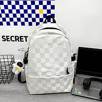 Трендовый великий  рюкзак в клітинку для старшркласників, фото 4