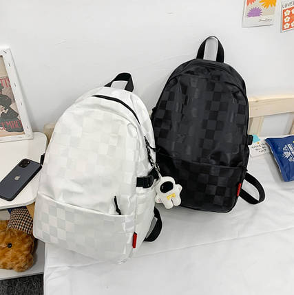 Трендовый великий  рюкзак в клітинку для старшркласників, фото 1