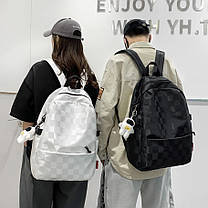 Трендовый великий  рюкзак в клітинку для старшркласників, фото 5