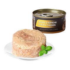 ТЕРМІН 06.2025!!!  Вологий корм для собак AnimAll  Качка з Куркой в ніжному желе 85г