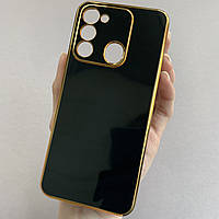 Чехол для Tecno Spark 8C KG5k глянцевый с золотой окантовкой чехол на телефон техно спарк 8с черный h7y