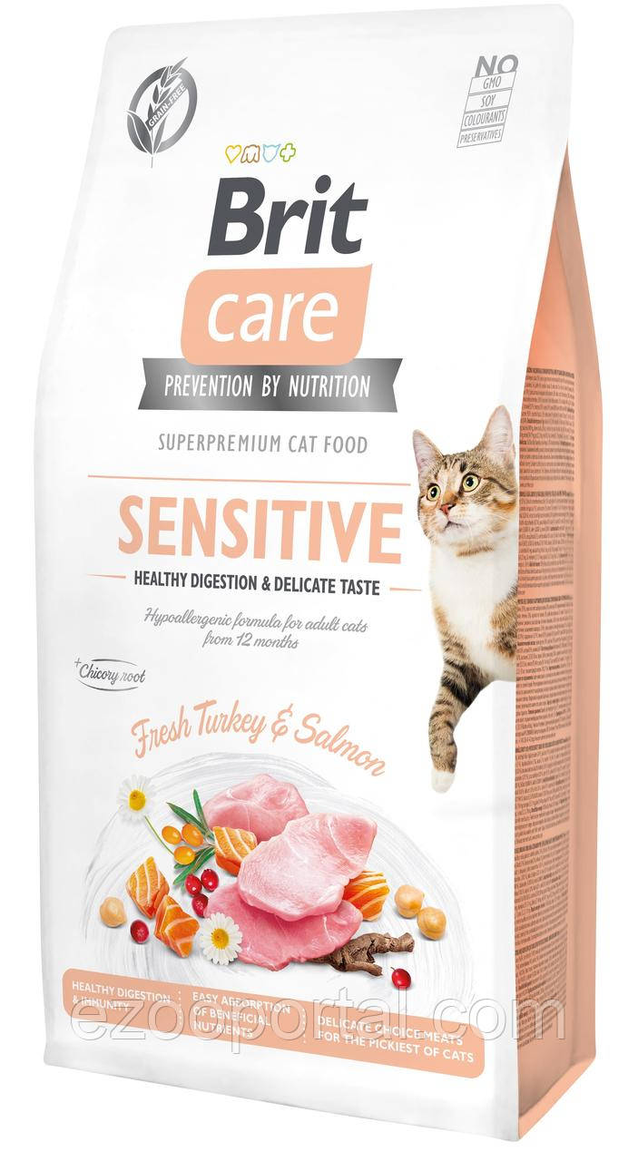 Сухий корм Brit Care для вибагливих котів з чутливим травленням Cat GF Sensitive HDigestion & Delicate Taste 7кг