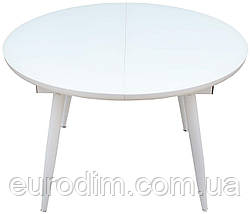 Стол кухонный раскладной стеклянный с МДФ белый сатин DAOSUN DT 8115B, фото 2