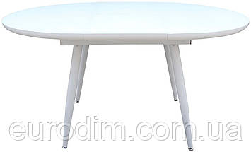 Стол кухонный раскладной стеклянный с МДФ белый сатин DAOSUN DT 8115B, фото 4